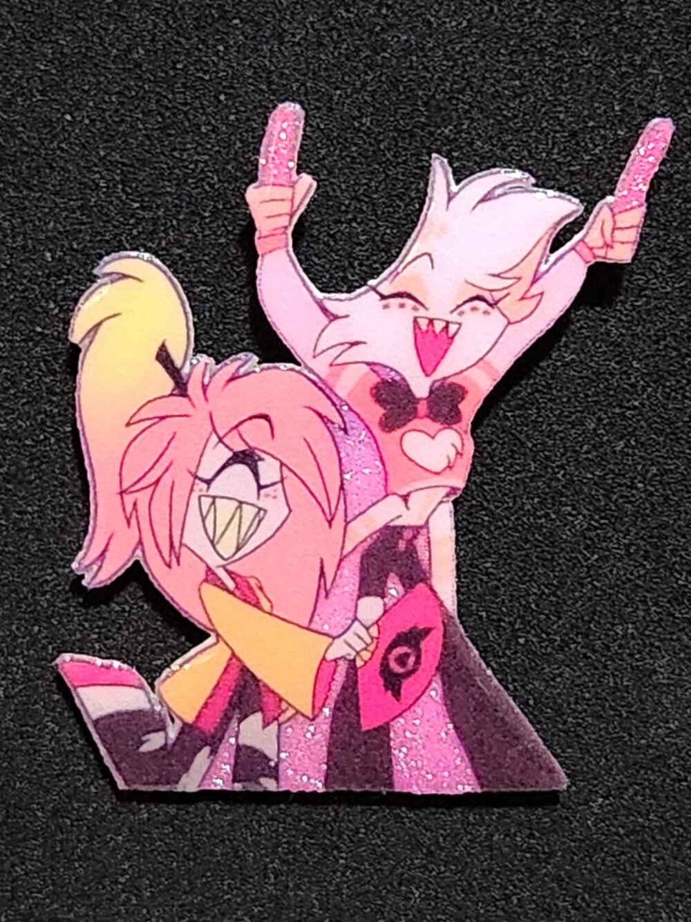 Angel Dust & Cherri Bomb Glitter Rave Pin - Hazbin Hotel